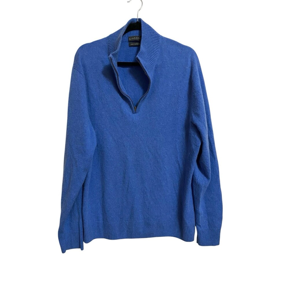 Giasone Cashmere 1/4 Zip Sweater Size XXL Blue